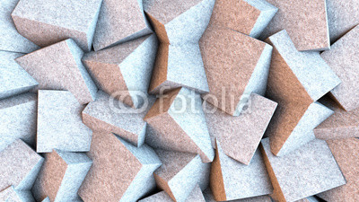 Light stone cubes mixed together. Abstract background. 3D rendering.