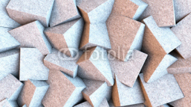 Fototapety Light stone cubes mixed together. Abstract background. 3D rendering.