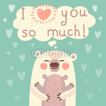 Naklejki Greeting card for the bear mother and cub.