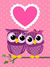 Naklejki owls love greeting card