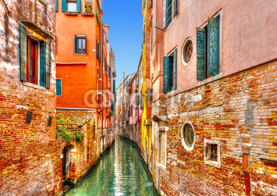 View of a beautiful canal in Venice Italy. HDR processed