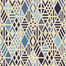 Naklejki Geometric seamless pattern with rhombuses in blue colors. 