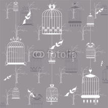 Naklejki Bird cages on the gray background