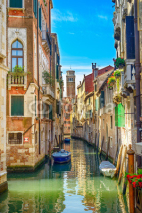 Naklejki Venice cityscape, water canal, church and buildings. Italy