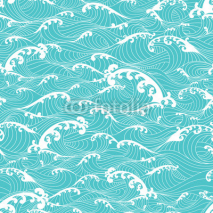 Fototapety Ocean waves, stripes pattern seamless hand drawn Asian style