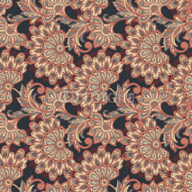 Naklejki vintage flowers seamless pattern. Ethnic floral vector background