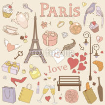 Obrazy i plakaty Paris set pastel