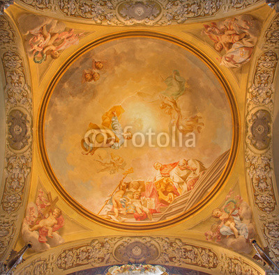 Bologna - Fresco in side cupola of Dom - Saint Peters church