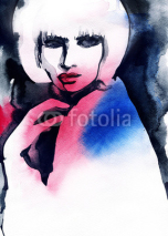 Obrazy i plakaty Beautiful woman.  Hand painted fashion illustration