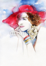 Fototapety Beautiful woman . watercolor illustration