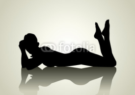 Naklejki Silhouette illustration of a woman figure lying on the floor