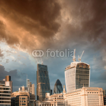 Obrazy i plakaty Sunset on the new London skyline