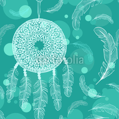 Seamless pattern of American Indians dreamcatcher