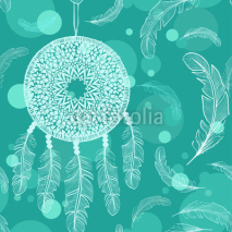 Fototapety Seamless pattern of American Indians dreamcatcher