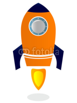 Rocket Ship isolated on white ( blue & orange )