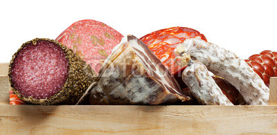 Assortment of cold meats, variety sausages