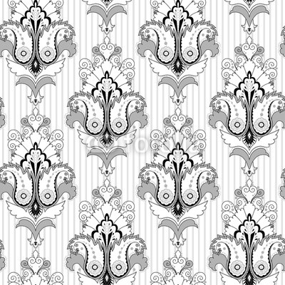 Seamless vector background. Vintage ornate damask  pattern. Easily edit the colors.