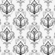 Naklejki Seamless vector background. Vintage ornate damask  pattern. Easily edit the colors.