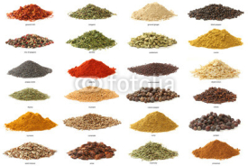 Fototapety Different spices isolated on white background. Large Image