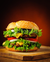 Naklejki Traditional homemade hamburger
