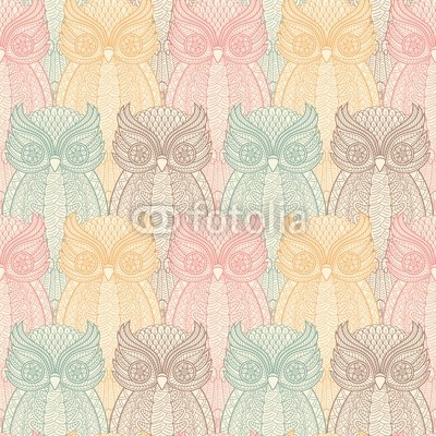 Owls seamless pattern