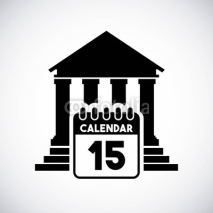 bank icon with calendar over white background. tax time design. vector illustration
