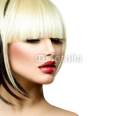Beautiful Fashion Woman Hairstyle for Short Hair. Fringe Haircut