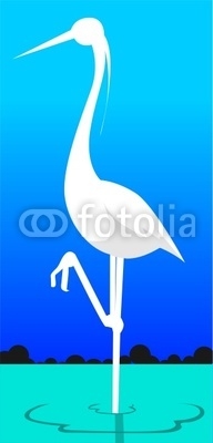 Illustration of a crane standing one leg up
