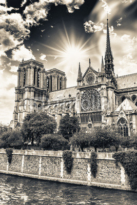 Wonderful sky on Notre Dame Cathedral, Paris