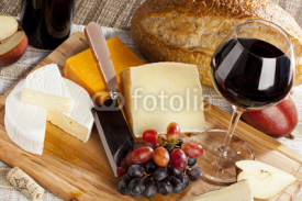 Naklejki Red Wine And Cheese Plate