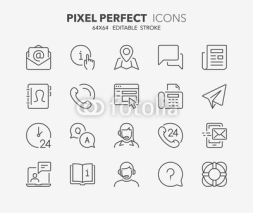 contact and support thin line icons