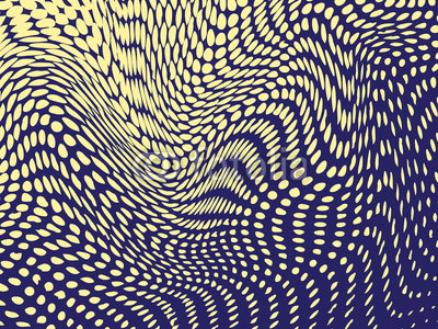 Halftone effect deformed into bulges and waves. Reptile skin resemblance. Vector background