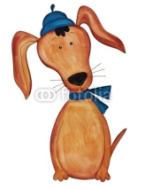 Obrazy i plakaty Dog. Cartoon character. Ink and watercolors