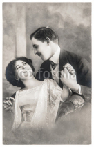 Fototapety young romantic couple in love. antique sepia picture