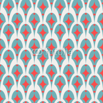 Naklejki Geometric abstract retro seamless pattern on white