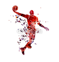 Fototapety Vector watercolor silhouette basketball player