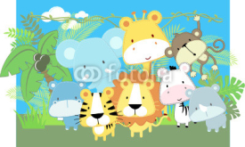 Obrazy i plakaty cute vector baby jungle animals