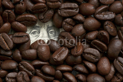 Coffee beans on one hundred dollars