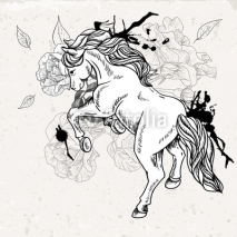 Hand drawn monochrome sketch horse 