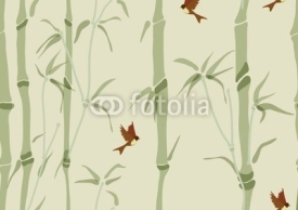 Naklejki Seamless background with bamboo and birds