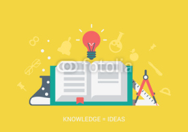 Fototapety Flat style vector education concept. Knowledge creates ideas.