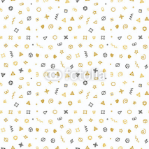Naklejki Geometric shapes seamless pattern. Gold pattern for fashion and wallpaper. Abstract vector illustration with geometric elements, shapes.