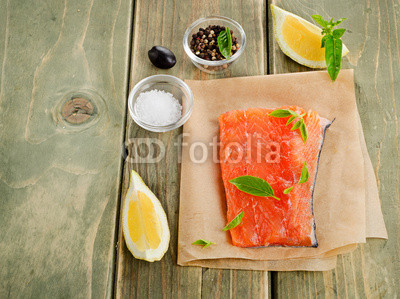 Salmon on a wooden board