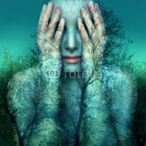 Fototapety Girl and nature in blue