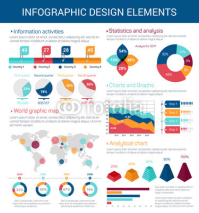 Infographic design elements with map, graph, chart