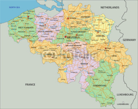 Obrazy i plakaty Belgium - Highly detailed editable political map with labeling.