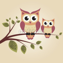 Naklejki Two owls on the tree