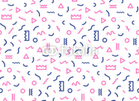 Fototapety Seamless pattern in  colors with geometric elements. Pattern hipster style. Templates suitable for posters, postcards, fabric or wrapping paper