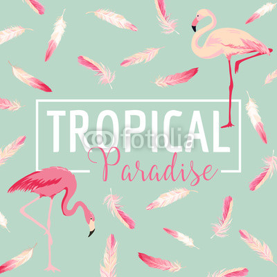 Tropical Bird. Flamingo Background. Summer Design. Vector. T-shirt Design