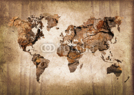 Carte du monde bois, texture vintage